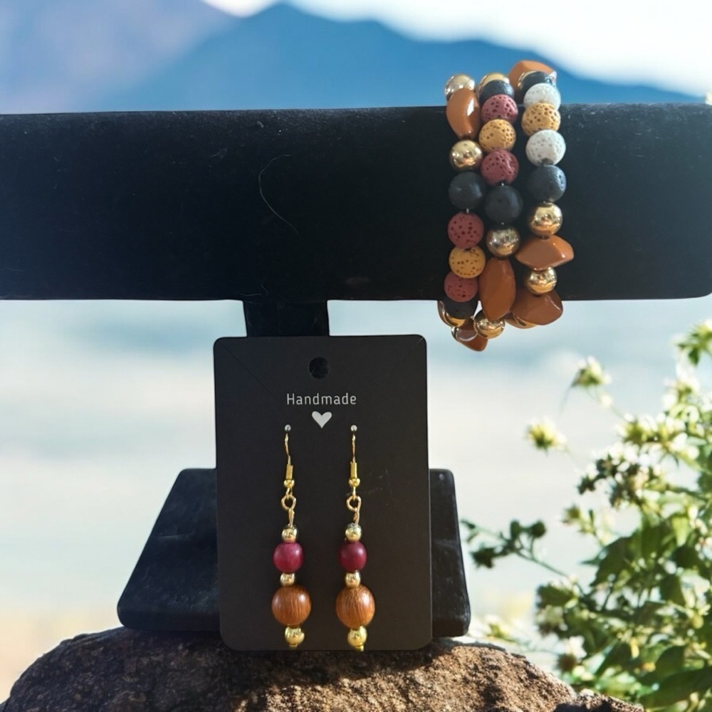Brown and Gold Beaded Bracelets Jewelry